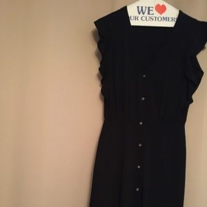 Black dress cap sleeves with soft ruffles